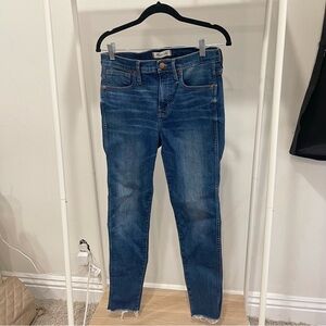 Madewell 9” High Rise Skinny Blue Jeans Size 29 Raw Hem